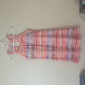 PrAna Racerback Quinn Dress sz L Sleeveless Stretch Shelf Bra Southwest Striped